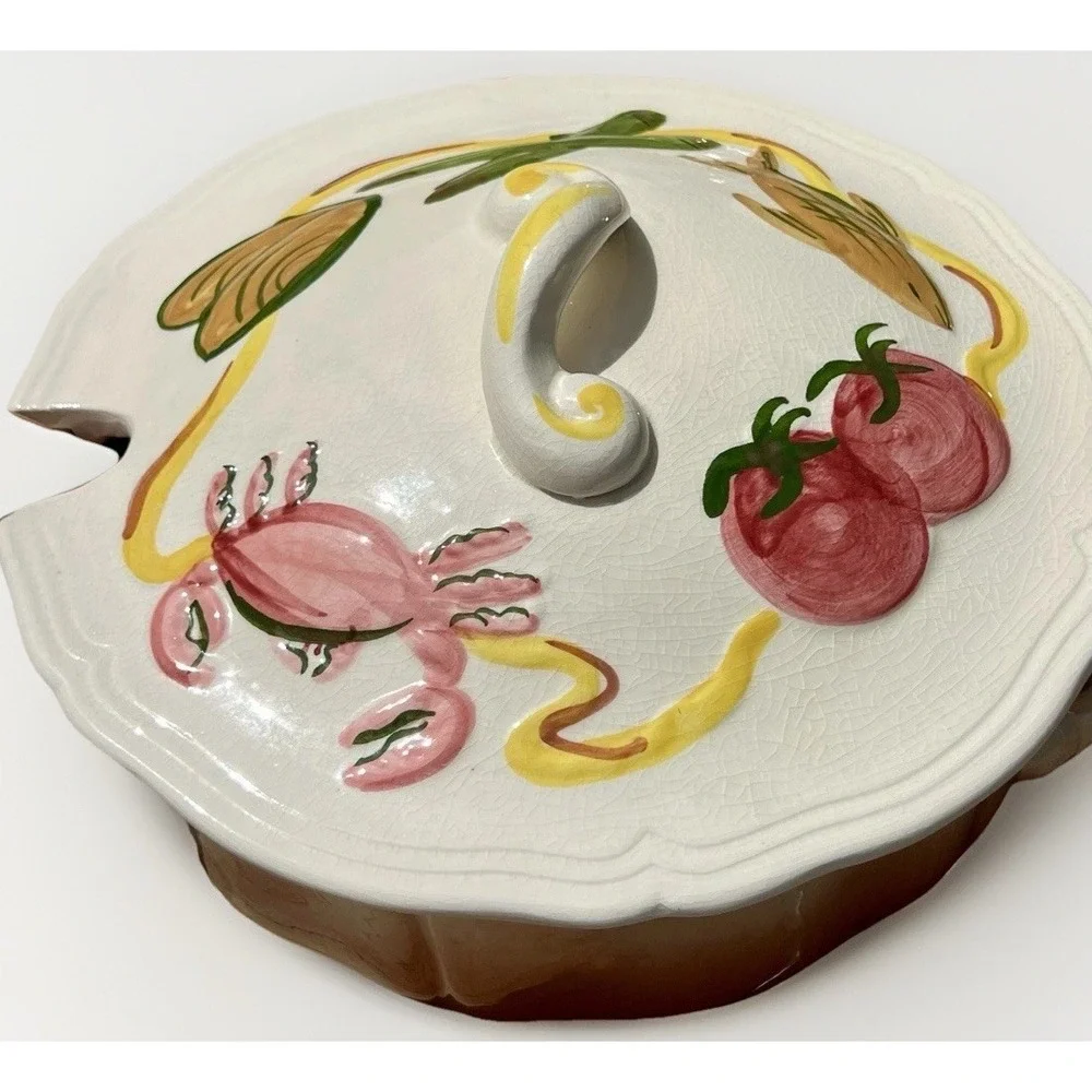 Soup Tureen Set Los Angeles Potteries 1959 MCM Hand Painted Ceramic USA Decor